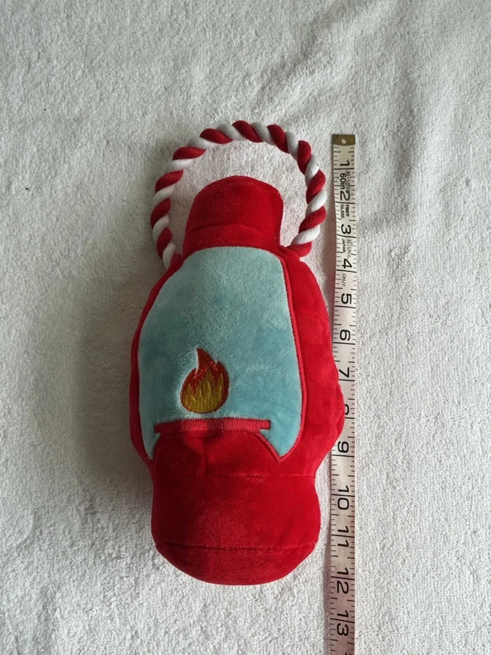 Plush Camping Lantern Dog Toy - Red & Light Blue